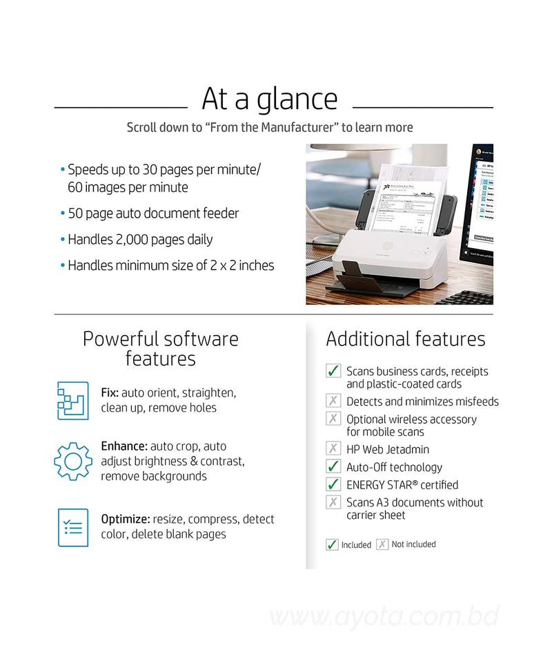 HP ScanJet Pro 2000 s1 Sheet-feed OCR Scanner-Best Price In BD