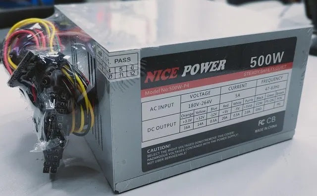 NICE POWER COMPUTER POWER SUPPLY SILVER COLOR 500W