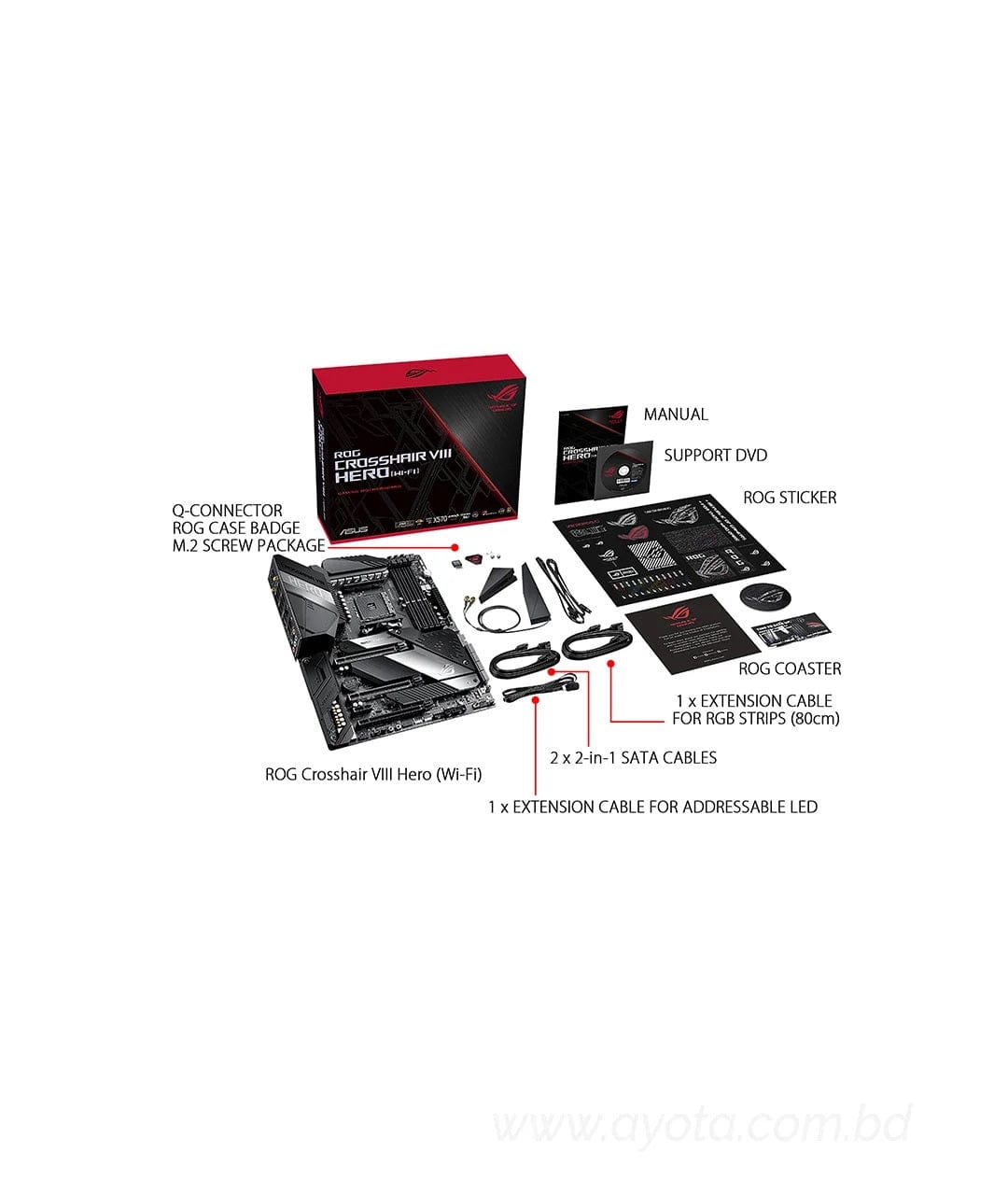 ASUS AMD AM4 ROG X570 Crosshair VIII Hero (Wi-Fi) ATX Motherboard with PCIe 4.0, Dual M.2, SATA 6Gb/s, USB3.2 Gen 2, 2.5Gbps LAN, WiFi 6