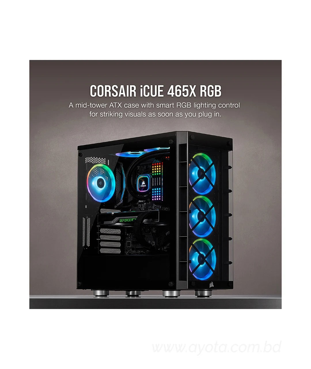 Corsair Crystal iCUE 465X RGB Mid-Tower ATX Smart Case-Best Price In BD 