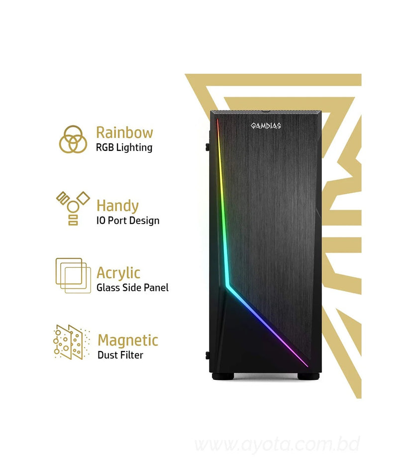 Gamdias ARGUS E1 Mid-Tower Cabinet RGB Desktop Gaming Case-Best Price In BD  