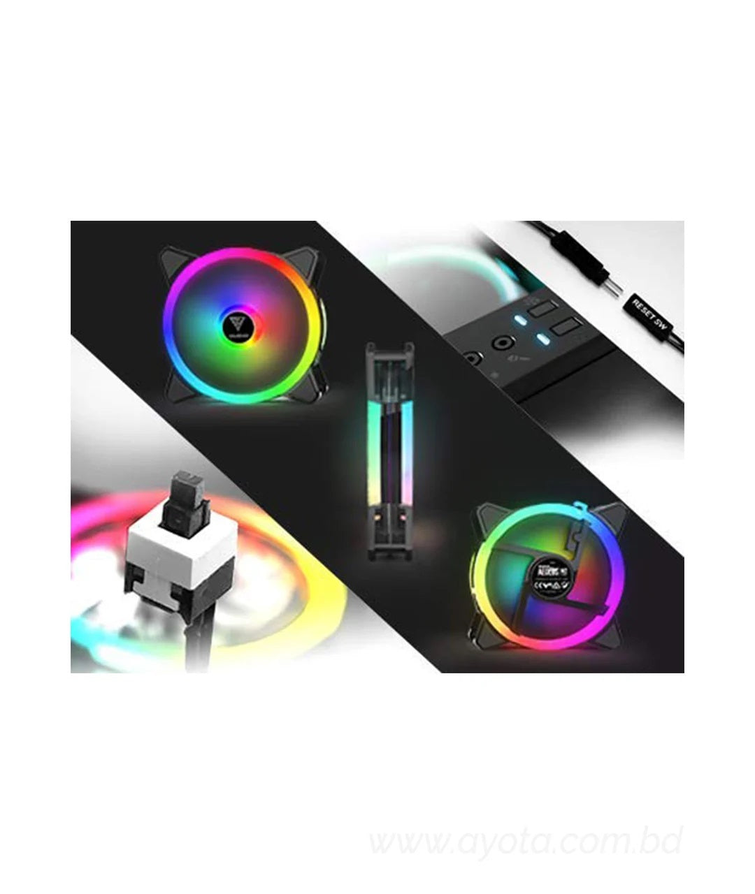 Gamdias Addressable RGB LED AEOLUS M2 1203 Lite 120mm RGB PC Case & Radiator Fan (3 Fans Pack)