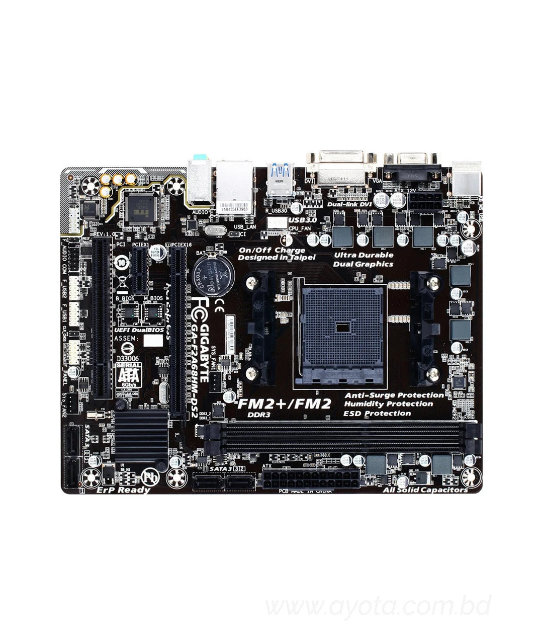 GIGABYTE GA-F2A68HM-DS2 Ultra Durable 4 Plus AMD FM2 Socket Motherboard-Best Price In BD