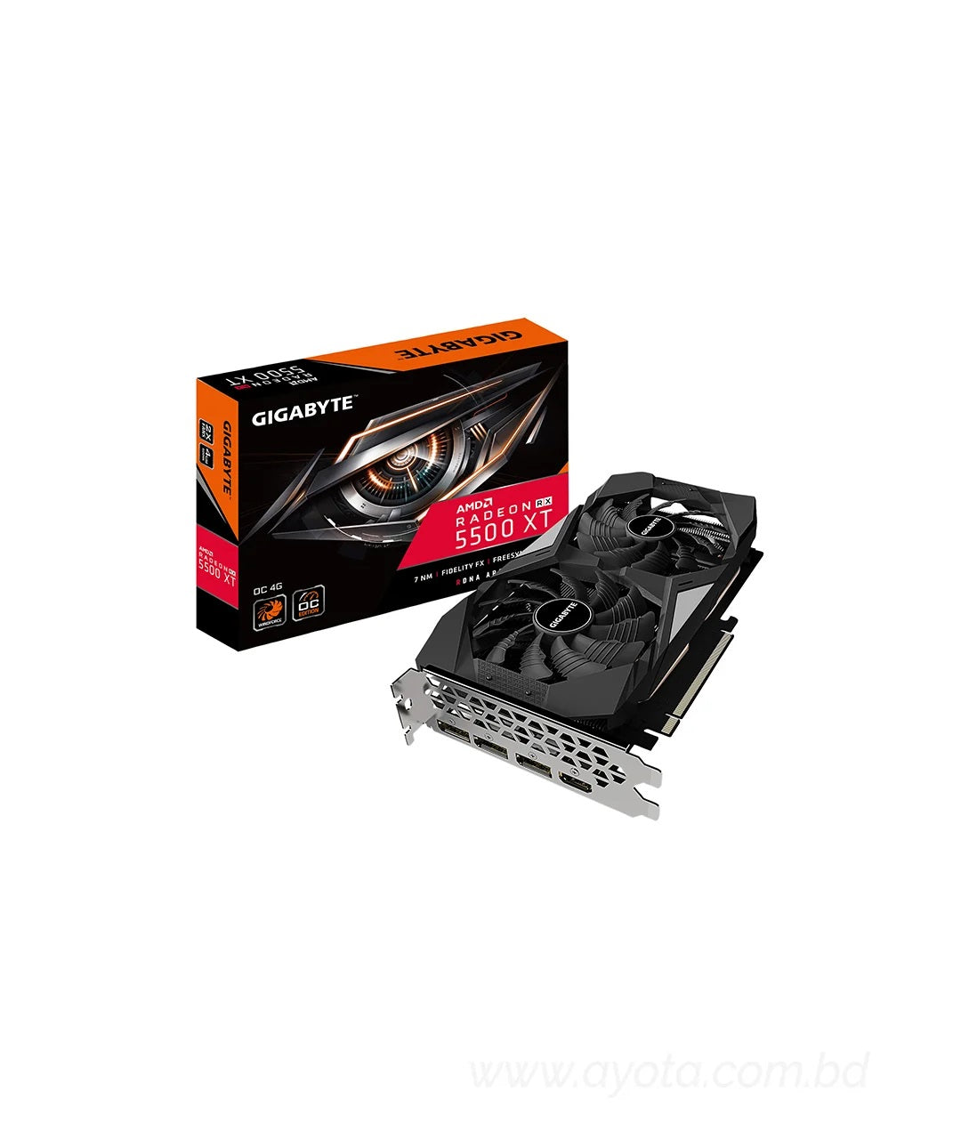 Gigabyte Radeon RX 5500 XT OC 4G Graphics Card, PCIe 4.0, 4GB 128-Bit GDDR6, GV-R55XTOC-4GD Video Card