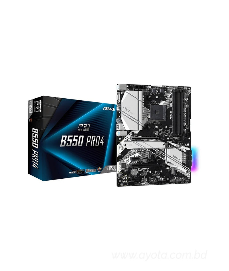 ASRock B550 PRO4 AM4 AMD B550 SATA 6Gb/s ATX AMD Motherboard