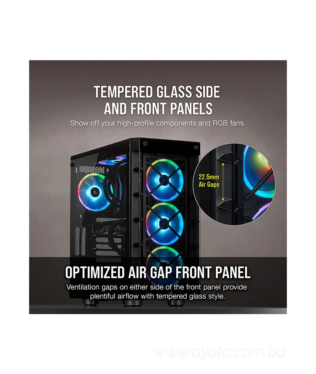 Corsair Crystal iCUE 465X RGB Mid-Tower ATX Smart Case-Best Price In BD 