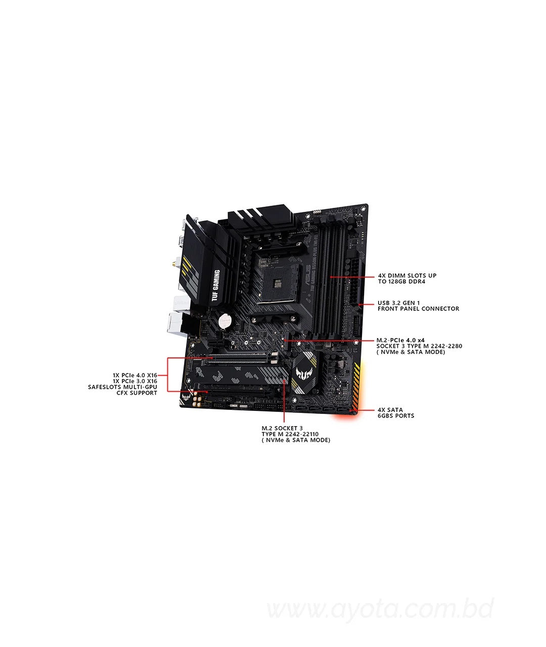 ASUS TUF GAMING B550M-PLUS (Wi-Fi) AMD AM4 (3rd Gen Ryzen) Micro ATX Gaming Motherboard