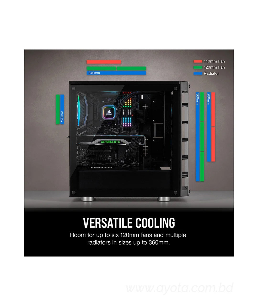 Corsair Crystal iCUE 465X RGB Mid-Tower ATX Smart Case-Best Price In BD 