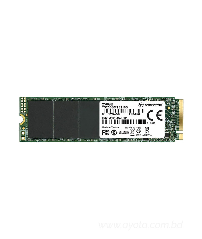 transcend 256gb nvme pcie gen3 x4 mte110s m.2 ssd solid state drive ts256gmte110s