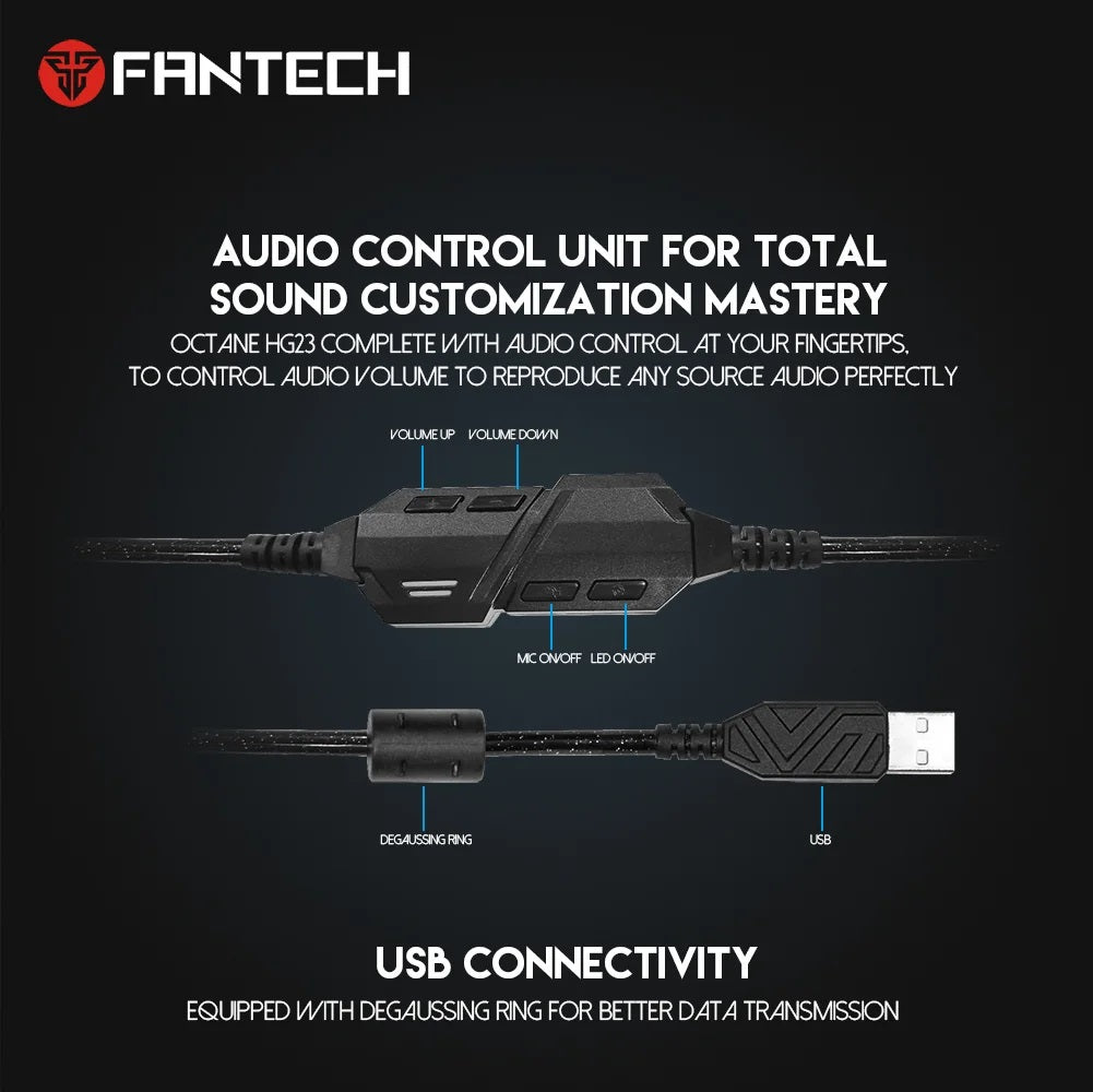 FANTECH Surround Sound RGB Gaming Headset HG23 OCTANE 7.1 True