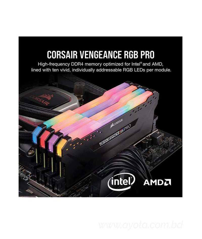 CORSAIR VENGEANCE® RGB PRO 8GB (1 x 8GB) DDR4 DRAM 3200MHz C16 Memory Kit — Black