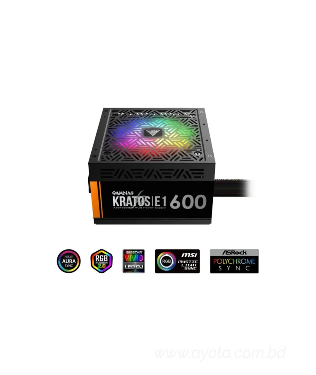 GAMDIAS KRATOS E1-600W ARGB POWER SUPPLY / E1 600w 80+ ADDRESSABLE RGB PSU