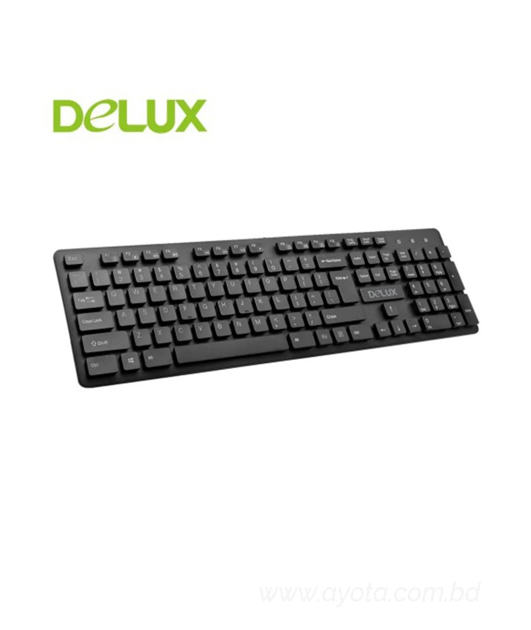 Delux KA150 Slim USB Wired Multimedia Keyboard - Black