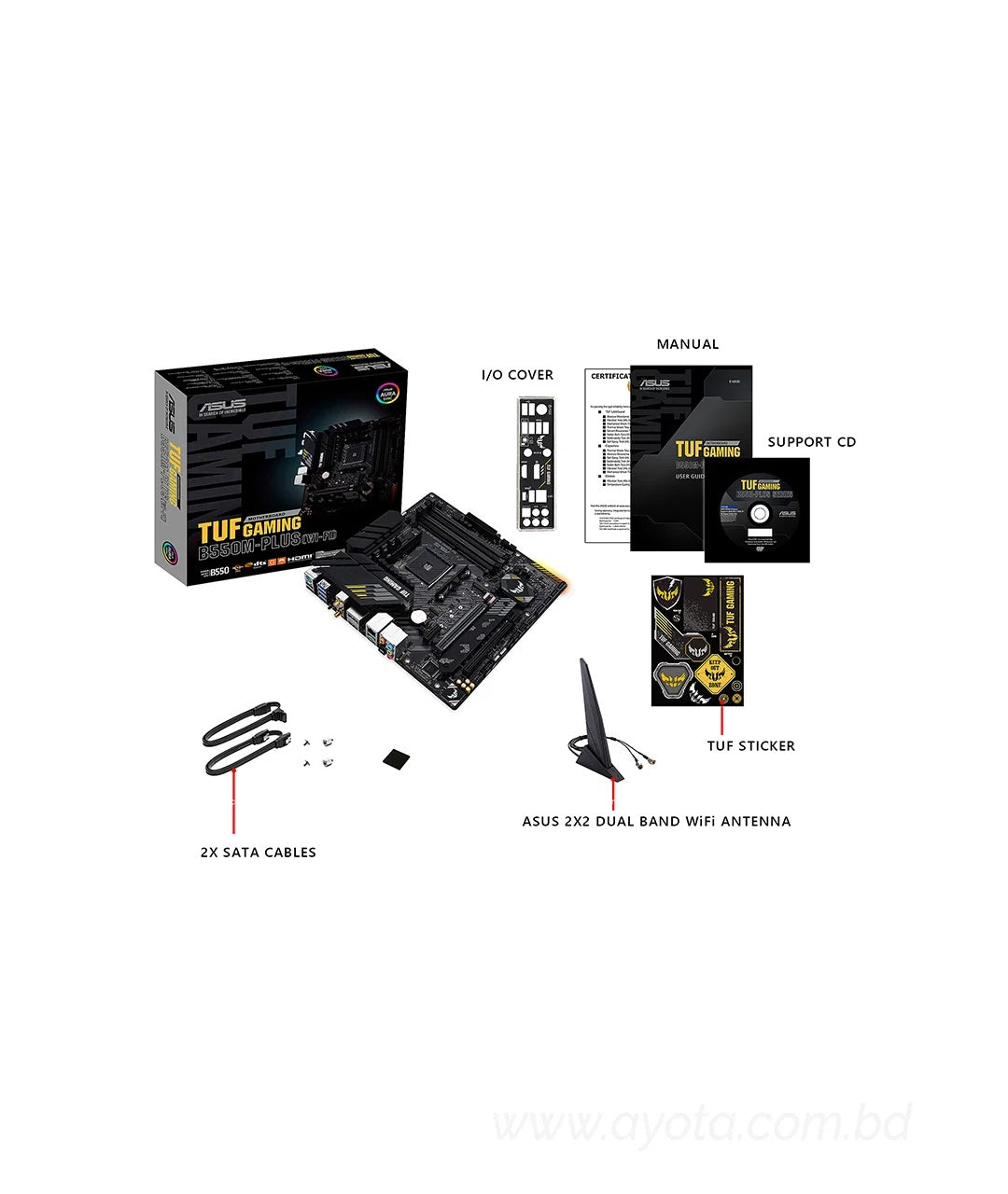 ASUS TUF GAMING B550M-PLUS (Wi-Fi) AMD AM4 (3rd Gen Ryzen) Micro ATX Gaming Motherboard