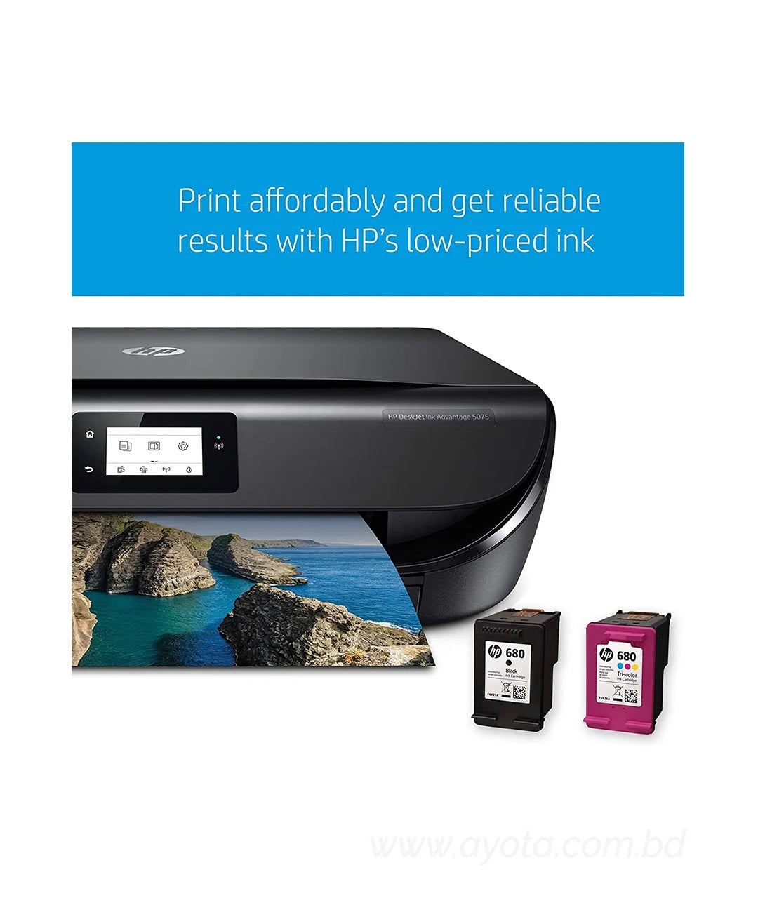 HP DeskJet Ink Advantage 5075 All-in-One Printer (Print, Scan, Copy, Wifi-DIRECT, Duplex)