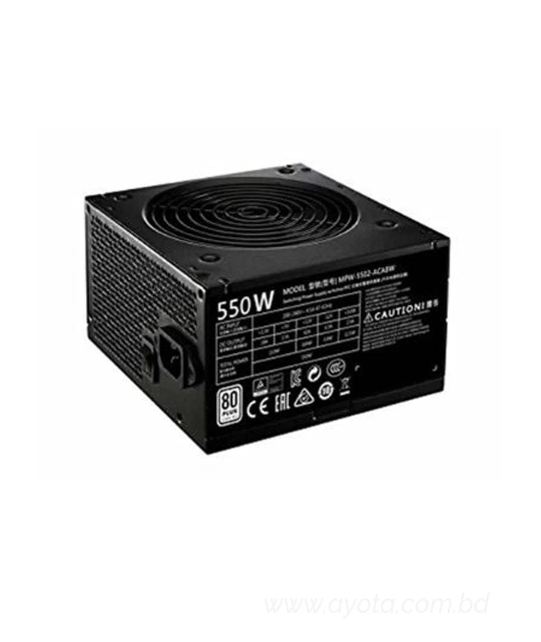 Cooler Master MWE 550W,80+ White 230V A/UK Cable Power Supply