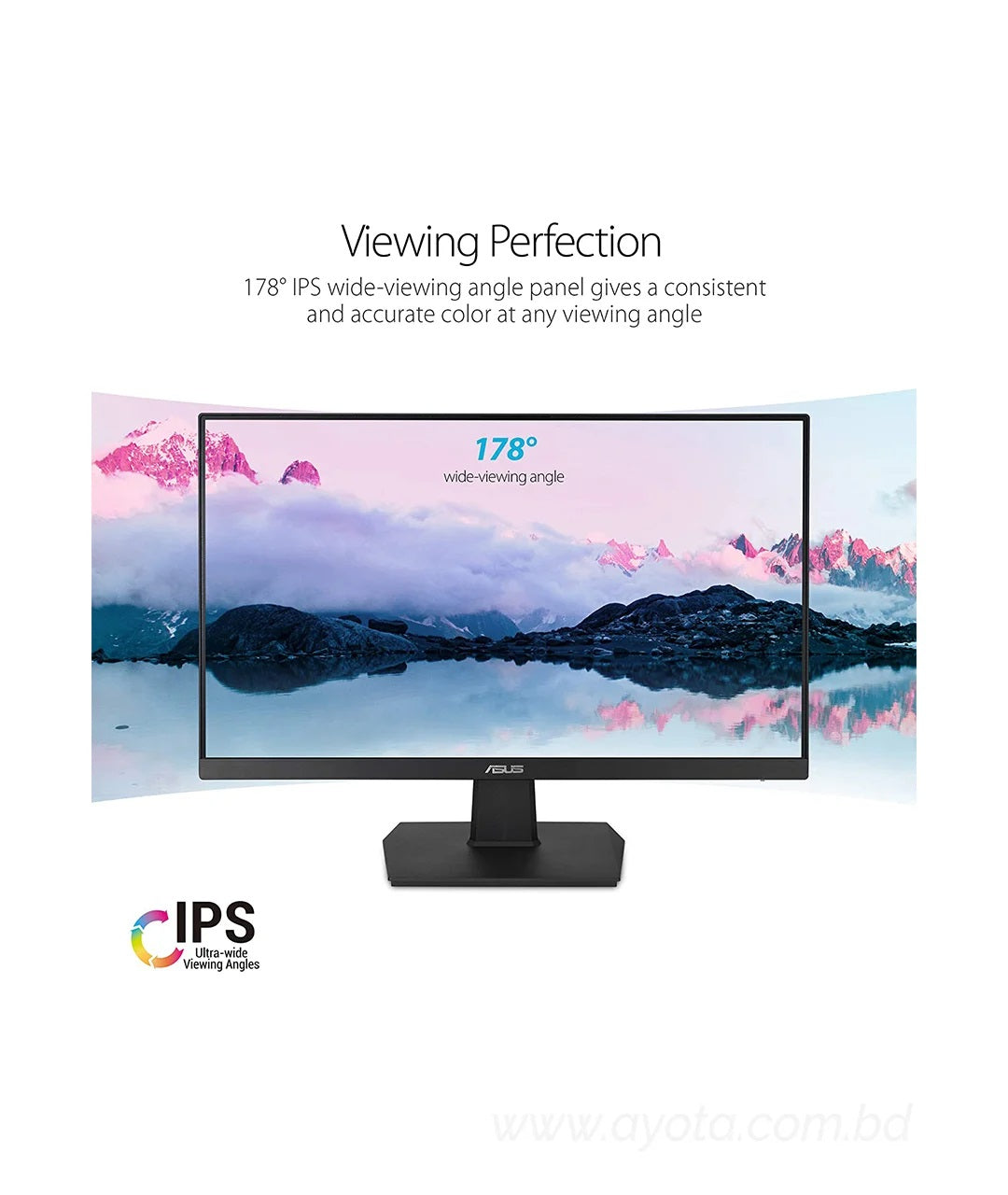 ASUS VA27EHE 27" Full HD 1920 x 1080 75Hz 5ms VGA HDMI Adaptive-Sync Asus Eye Care Low Blue Light and Flicker-Free Frameless Design LED Backlit IPS Monitor