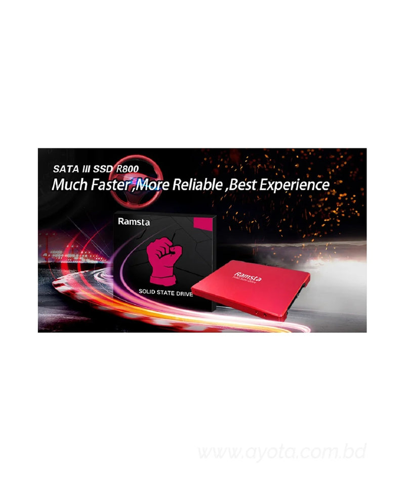 Ramsta 120GB R800 SATA3 High Speed SSD Solid State Drive Hard Disk 2.5 Inch - Red