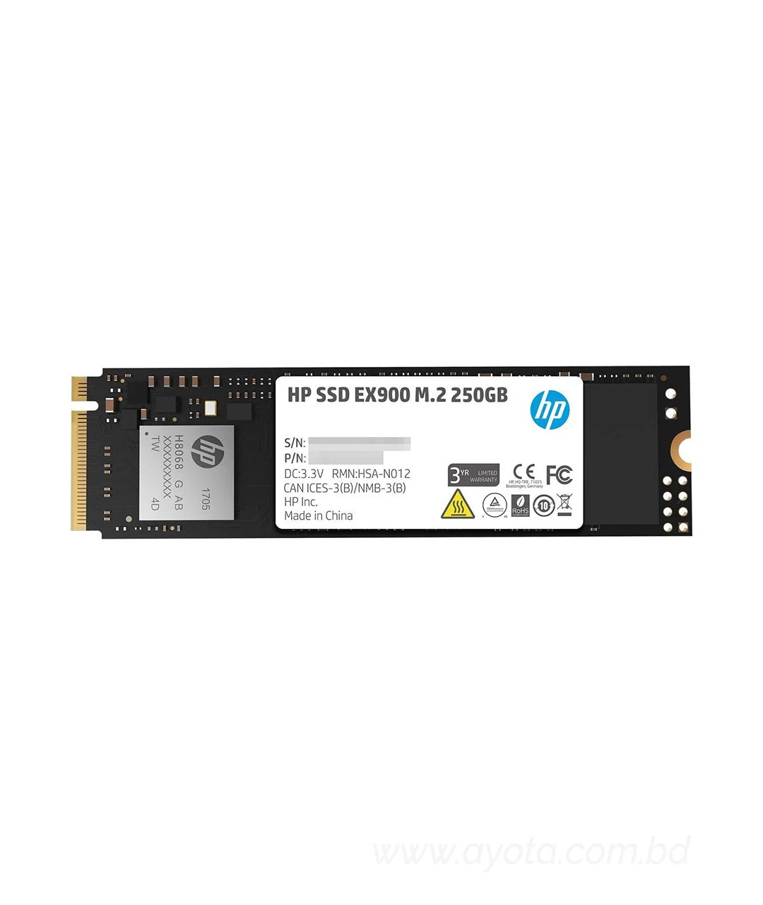 HP EX900 M.2 250GB PCIe 3.0 x4 NVMe 3D TLC NAND Internal Solid State Drive (SSD)