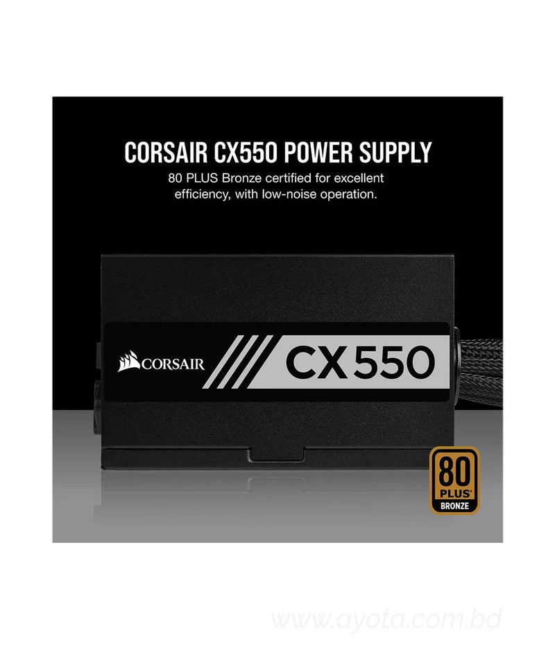 CORSAIR CX Series CX550 550W ATX12V / EPS12V 80 PLUS BRONZE Certified Active PFC Power Supply, CP-9020121-NA