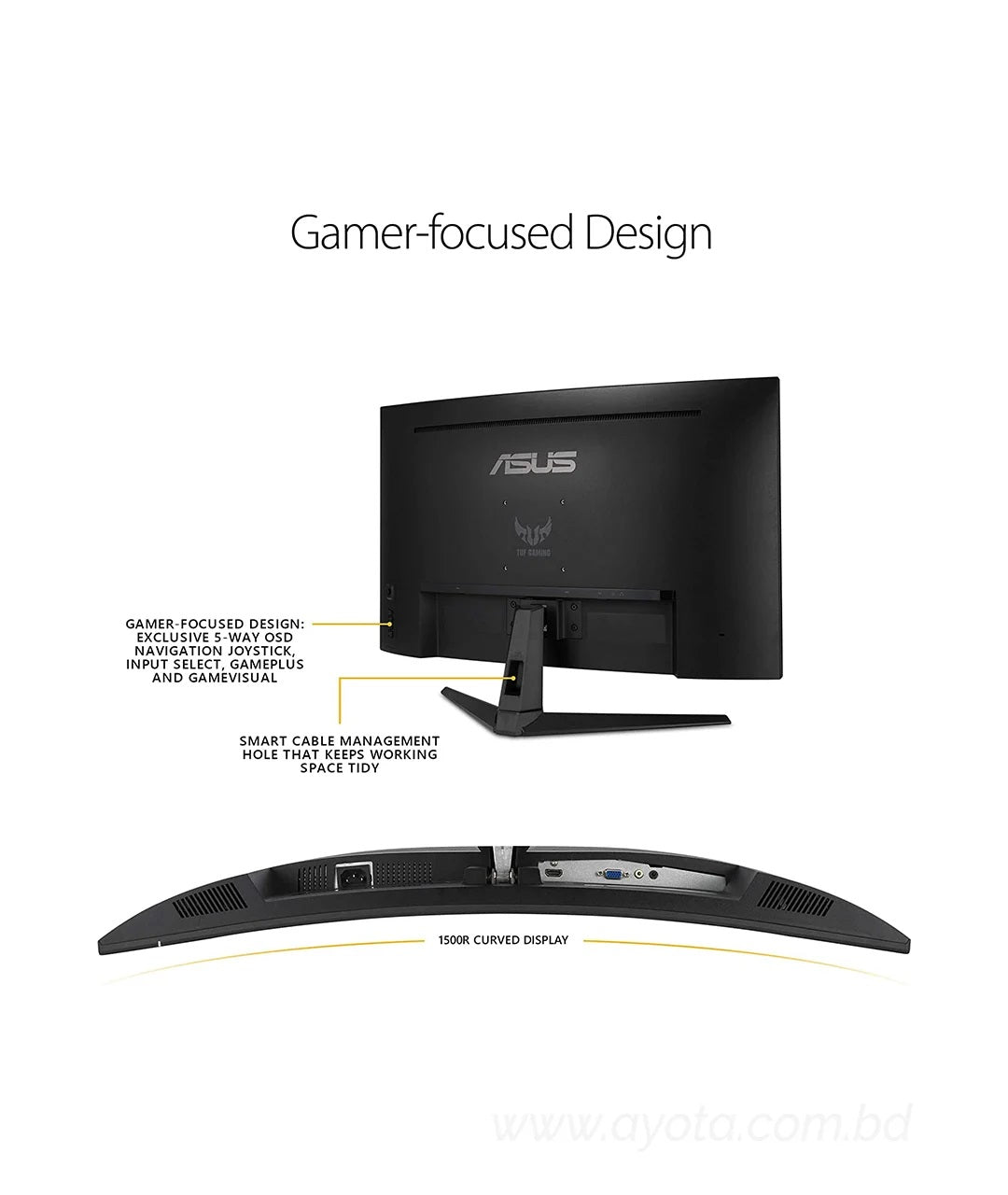 ASUS TUF Gaming VG328H1B 32" Full HD 1920 x 1080 165Hz (OC) 1ms (MPRT) HDMI VGA Extreme Low Motion Blur FreeSync Flicker-Free Built-in Speakers Backlit LED Curved Gaming Monitor