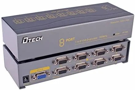 DTECH Powered 8 Port VGA Splitter Box SVGA Video Distribution 1 PC to 8 Monitor