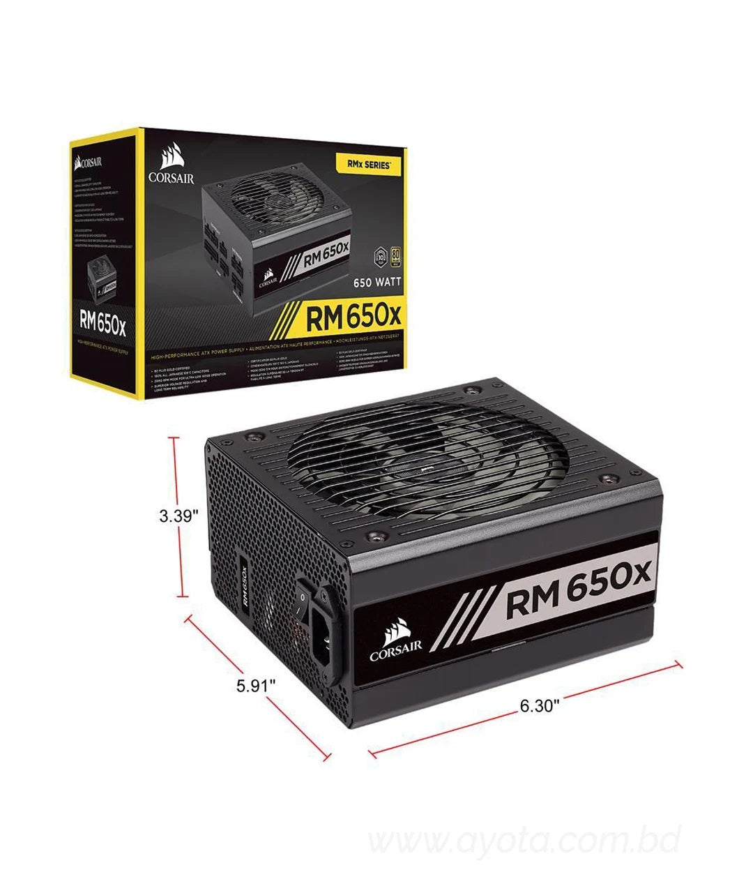 CORSAIR RMx Series RM650x 2018 CP-9020178-NA 650W ATX12V / EPS12V 80 PLUS GOLD Certified Full Modular Power Supply