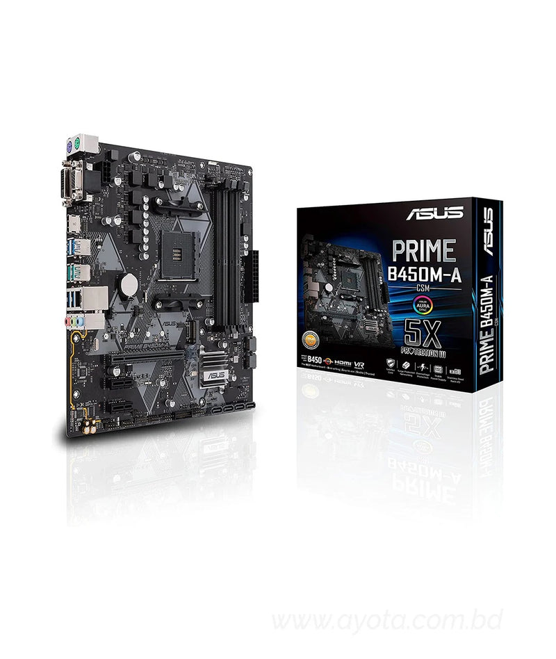 ASUS PRIME B450M-A/CSM AM4 AMD B450 SATA 6Gb/s USB 3.1 HDMI Micro ATX AMD Motherboard
