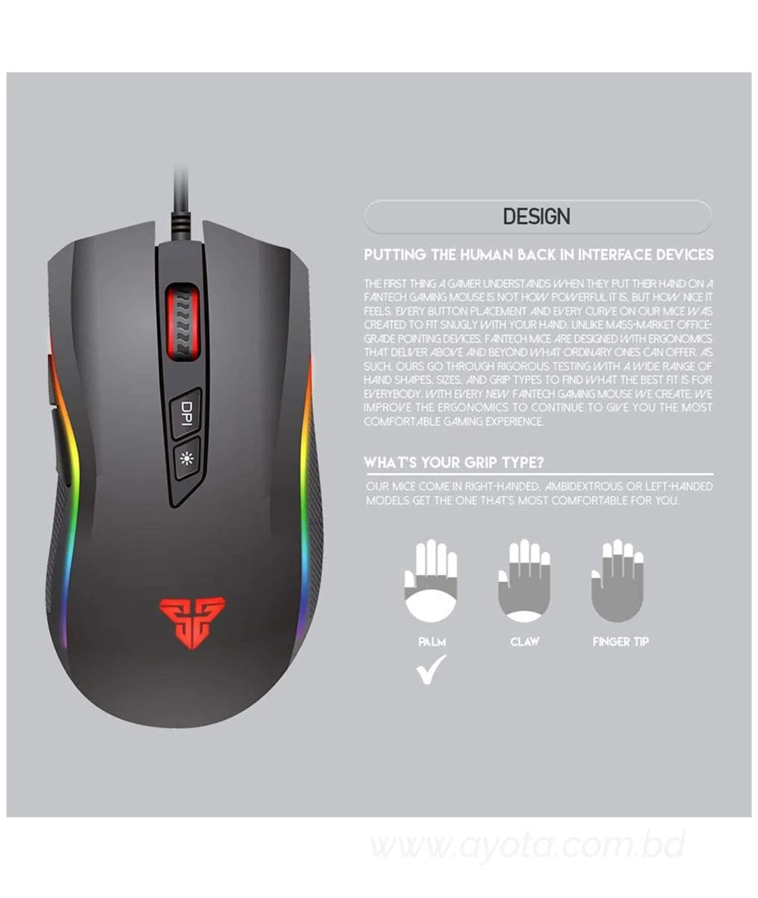 Fantech  USB Gaming Mouse X4S Titan 7 Button Black RGB backlight