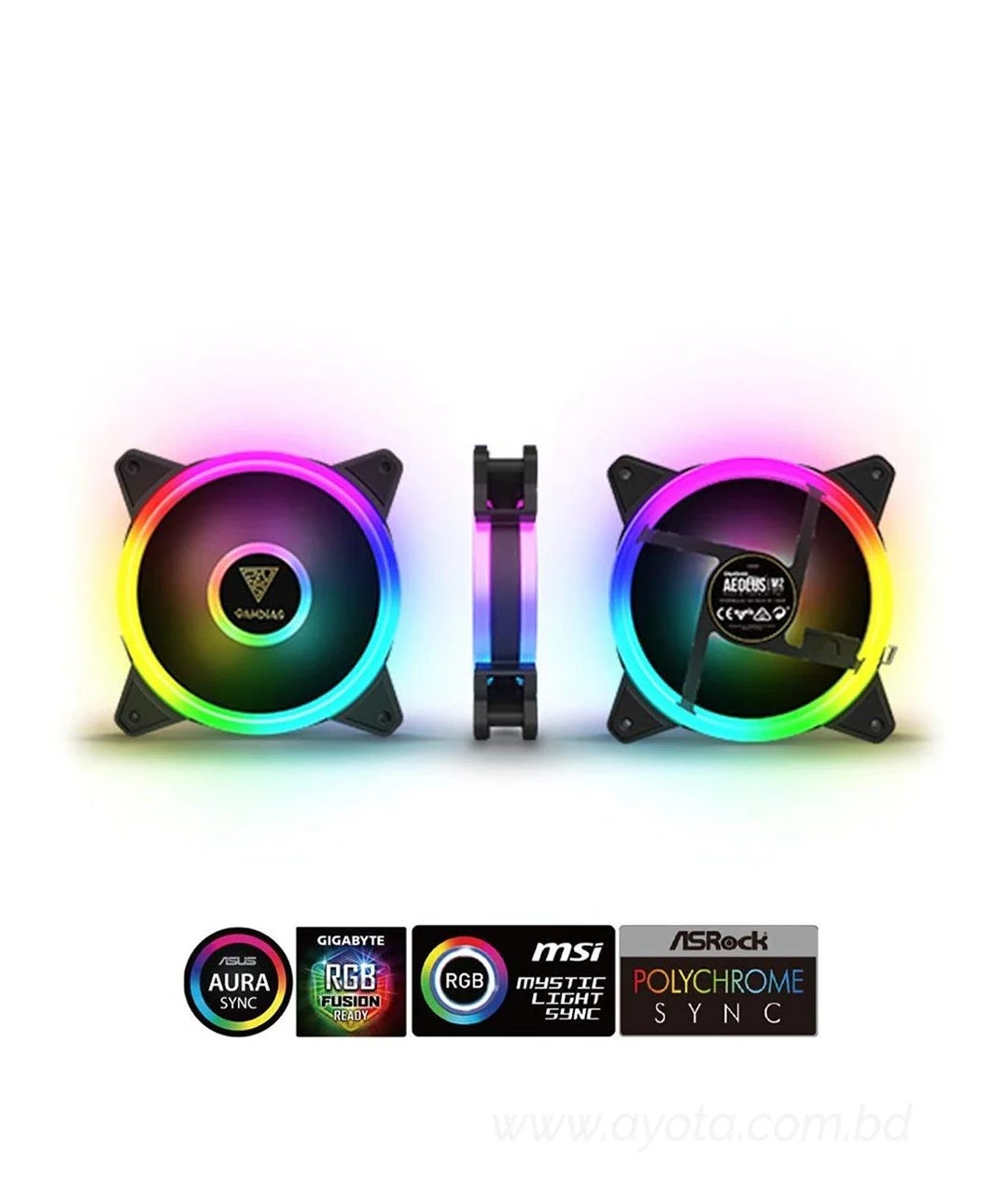 Gamdias AEOLUS Trio RGB Rings Lighting Effect  M2 1201 120mm RGB Casing Cooling Fan