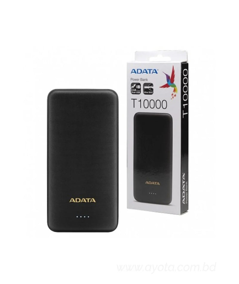 Adata High-Quality Components T10000 Dual USB Ultra Slim 10000mah Power Bank