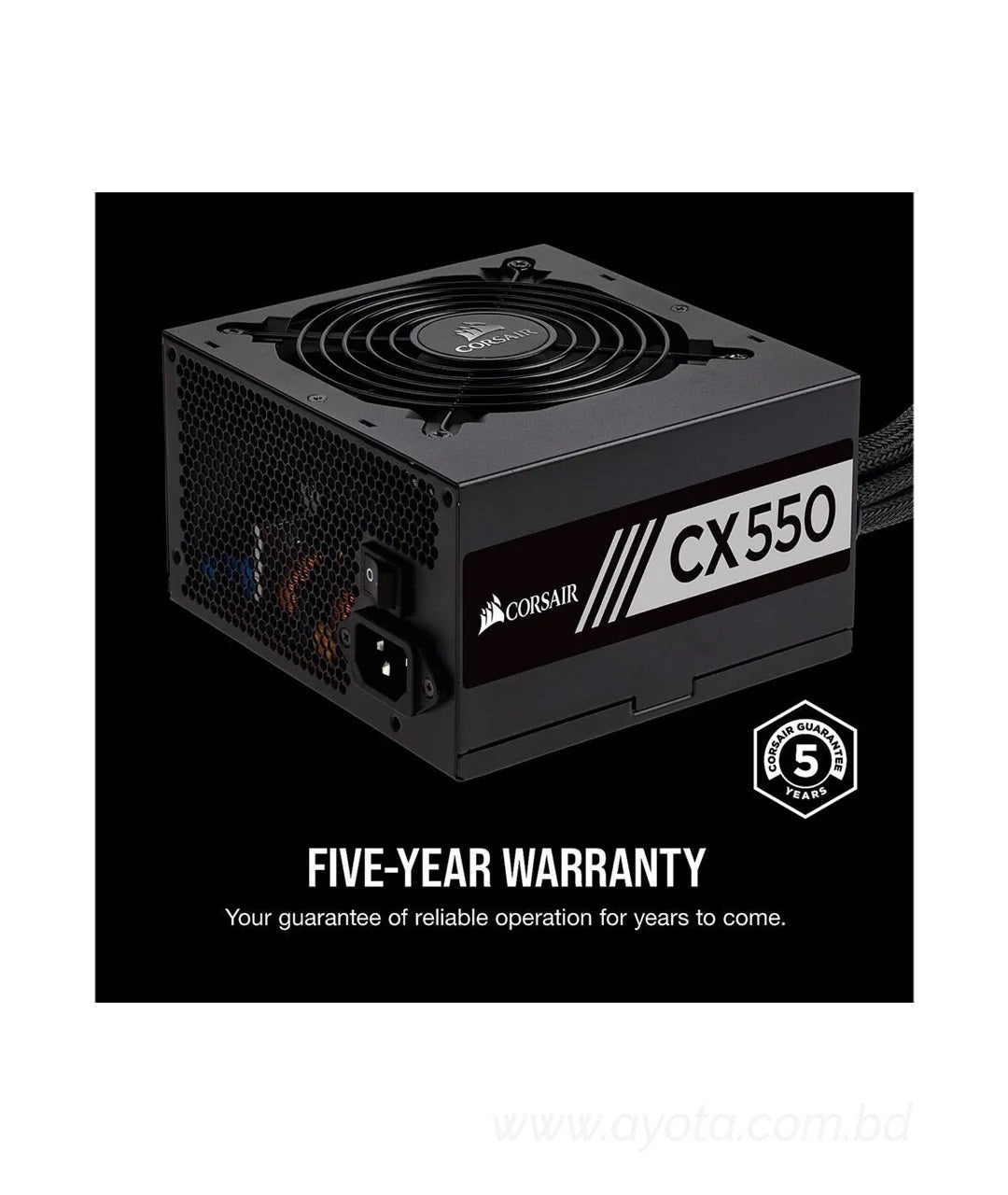 CORSAIR CX Series CX550 550W ATX12V / EPS12V 80 PLUS BRONZE Certified Active PFC Power Supply, CP-9020121-NA