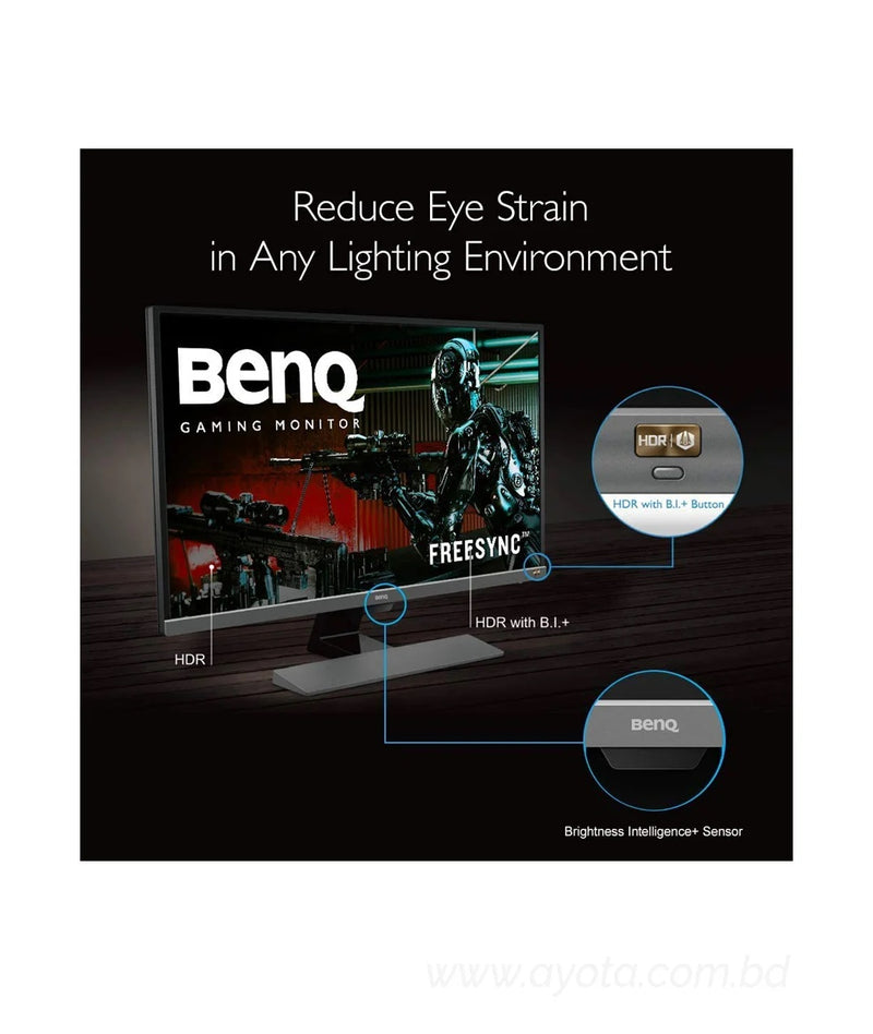 BenQ EW3270U 32" (Actual size 31.5") 3840 x 2160 4K Resolution 4ms HDMI, DisplayPort, USB Type-C Built-in Speakers Flicker-Free FreeSync HDR LED Backlit Gaming Monitor