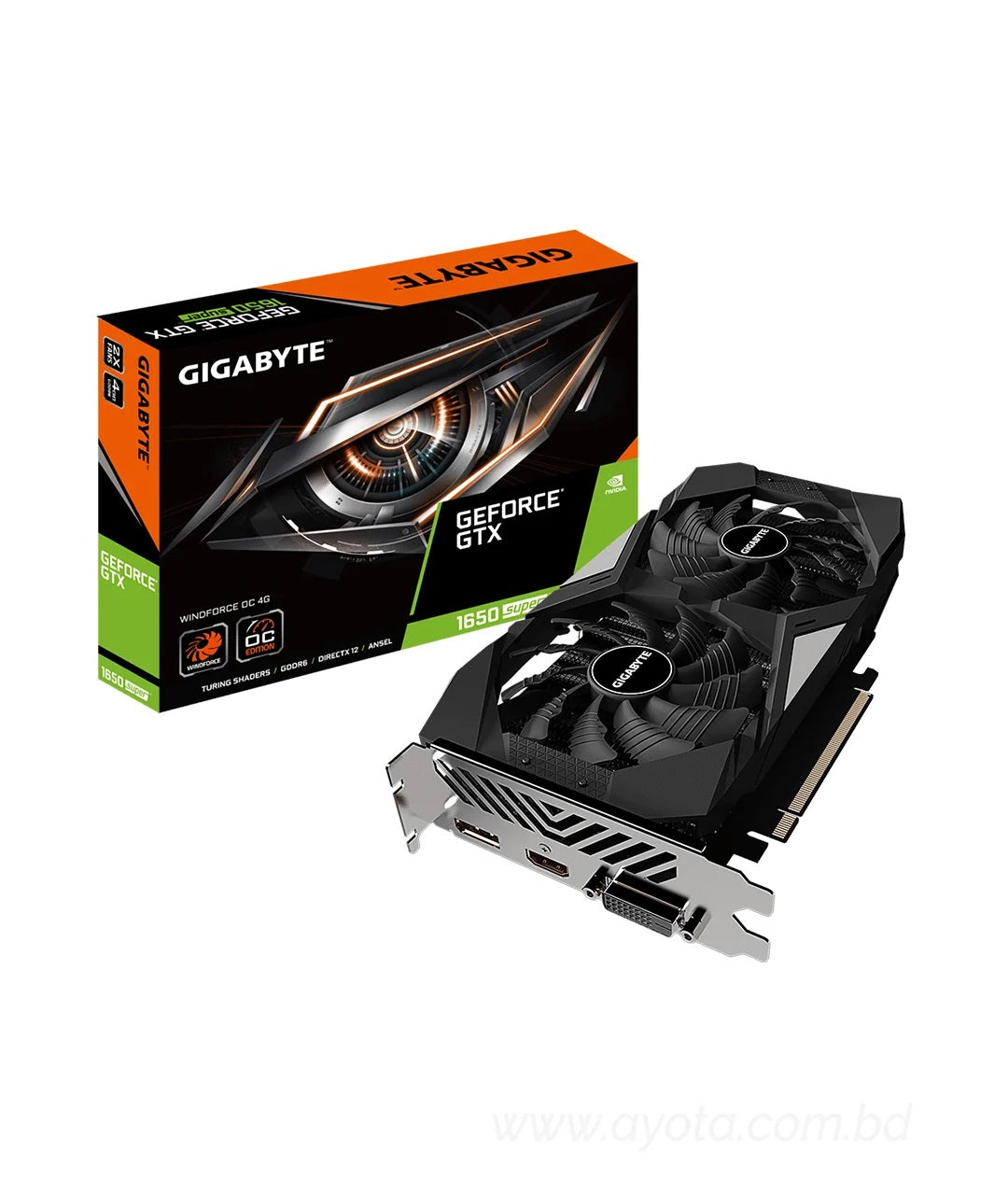 Gigabyte Gv-N165SWF2OC-4GD GeForce GTX 1650 Super Windforce OC 4G Graphics Card, 2X Windforce Fans, 4GB 128-Bit GDDR6, Video Card